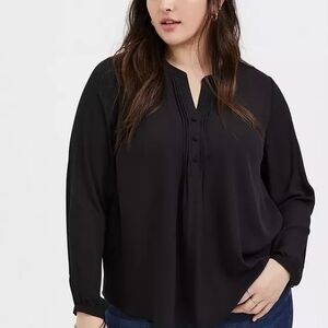 Torrid Georgette Pintuck Button-Front Blouse